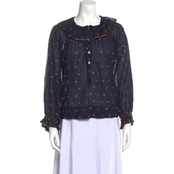 Doen Navy Floral Blouse - Picture 1 of 4